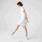 Lacoste שמלת פולו פיקה עם שרוול חצוצרה DZ4D0D2511 לבן 001 נשים - Image 2