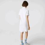 Lacoste שמלת פולו פיקה עם שרוול חצוצרה DZ4D0D2511 לבן 001 נשים - Image 3