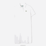 Lacoste שמלת פולו פיקה עם שרוול חצוצרה DZ4D0D2511 לבן 001 נשים - Image 4