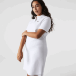 Lacoste שמלת פולו פיקה עם שרוול חצוצרה DZ4D0D2511 לבן 001 נשים - Image 5