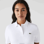 Lacoste שמלת פולו פיקה עם שרוול חצוצרה DZ4D0D2511 לבן 001 נשים - Image 7
