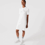 Lacoste שמלת פולו פיקה עם שרוול חצוצרה DZ4D0D2512 לבן 70V נשים