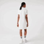 Lacoste שמלת פולו פיקה עם שרוול חצוצרה DZ4D0D2512 לבן 70V נשים - Image 3