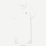 Lacoste שמלת פולו פיקה עם שרוול חצוצרה DZ4D0D2512 לבן 70V נשים - Image 5