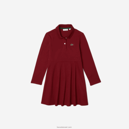 Lacoste שמלת פולו פיקה DZ4D0D3281 בורדו ypw בנות