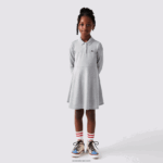 Lacoste שמלת פולו פיקה DZ4D0D3282 chine אפור cca בנות - Image 2