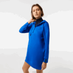 Lacoste שמלת פיקה מכותנה בגזרה רופפת DZ4D0D2473 כחול k1q נשים - Image 3