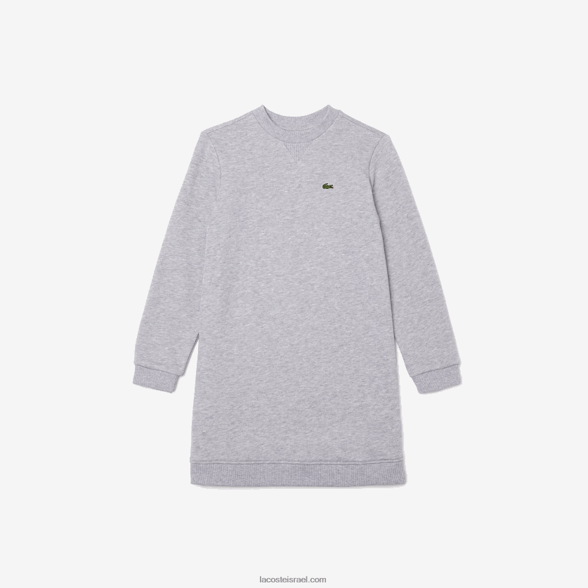 Lacoste שמלת צמר כותנה בגב קפלים DZ4D0D3286 chine אפור cca בנות - Image 5
