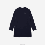 Lacoste שמלת צמר כותנה בגב קפלים DZ4D0D3287 כחול כהה 166 בנות - Image 5