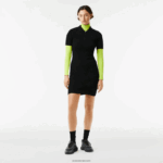 Lacoste שמלת רוכסן קדמית עם פרטי סריג DZ4D0D2481 שחור 031 נשים