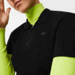 Lacoste שמלת רוכסן קדמית עם פרטי סריג DZ4D0D2481 שחור 031 נשים - Image 4