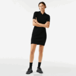 Lacoste שמלת רוכסן קדמית עם פרטי סריג DZ4D0D2481 שחור 031 נשים - Image 6