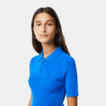 Lacoste שמלת רוכסן קדמית עם פרטי סריג DZ4D0D2482 כחול k1q נשים - Image 2