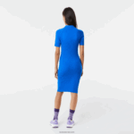 Lacoste שמלת רוכסן קדמית עם פרטי סריג DZ4D0D2482 כחול k1q נשים - Image 3
