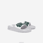 Lacoste שקופיות בהדפסה סינתטית של קרוקו 2.0 DZ4D0D2697 לבן וירוק כהה 1r5 נשים - Image 2