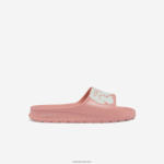 Lacoste שקופיות בהדפסה סינתטית של קרוקו 2.0 DZ4D0D2696 ורוד בהיר ולבן 208 נשים