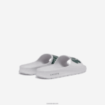 Lacoste שקופיות בהדפסה סינתטית של קרוקו 2.0 DZ4D0D2697 לבן וירוק כהה 1r5 נשים - Image 3