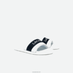 Lacoste שקופיות לוגו מטקסטיל קרוקו DZ4D0D1776 לבן & נייבי 042 גברים - Image 2