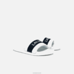 Lacoste שקופיות קרוקו סינתטיות וטקסטיל DZ4D0D2710 לבן & נייבי 042 נשים - Image 2