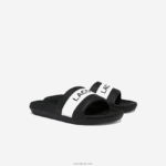 Lacoste שקופיות קרוקו סינתטיות וטקסטיל DZ4D0D2709 שחור ולבן 312 נשים - Image 2