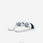 Lacoste שקופיות קרוקו סינתטיות וטקסטיל DZ4D0D2710 לבן & נייבי 042 נשים - Image 3