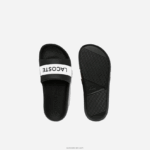 Lacoste שקופיות קרוקו סינתטיות וטקסטיל DZ4D0D2709 שחור ולבן 312 נשים - Image 4