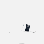 Lacoste שקופיות קרוקו סינתטיות וטקסטיל DZ4D0D2710 לבן & נייבי 042 נשים