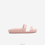 Lacoste שקופיות קרוקו סינתטיות וטקסטיל DZ4D0D2711 ורוד בהיר ולבן 208 נשים