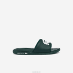 Lacoste שקופיות רצועת לוגו סינטטי croco dualiste DZ4D0D1764 ירוק כהה לבן 2d2 גברים