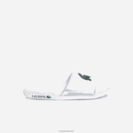 Lacoste שקופיות רצועת לוגו סינטטי croco dualiste DZ4D0D1766 לבן וירוק כהה 1r5 גברים