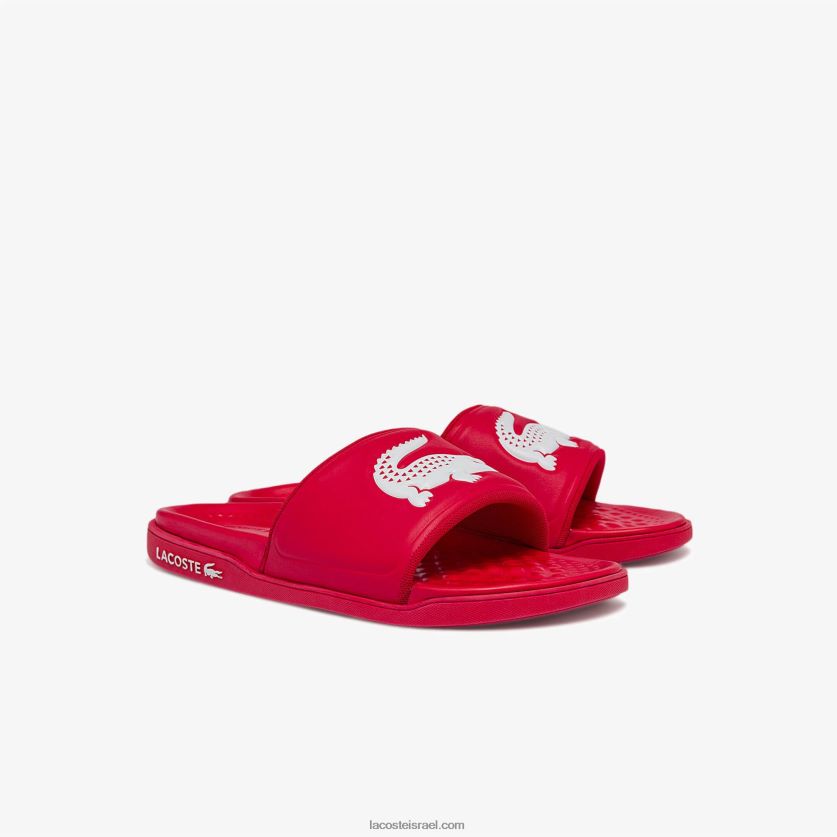 Lacoste שקופיות רצועת לוגו סינטטי croco dualiste DZ4D0D1767 אדום לבן 17k גברים - Image 2