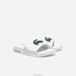 Lacoste שקופיות רצועת לוגו סינטטי croco dualiste DZ4D0D2700 לבן וירוק כהה 1r5 נשים - Image 2