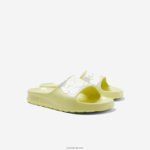 Lacoste שקופיות רצועת לוגו סינטטי קרוקו 2.0 DZ4D0D2759 צהוב בהיר ולבן 241 נשים - Image 2