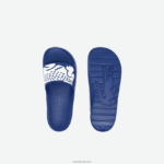 Lacoste שקופיות רצועת לוגו סינטטי קרוקו 2.0 DZ4D0D1898 כחול לבן 221 גברים - Image 4
