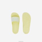 Lacoste שקופיות רצועת לוגו סינטטי קרוקו 2.0 DZ4D0D2759 צהוב בהיר ולבן 241 נשים - Image 4