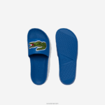 Lacoste שקופיות רצועת לוגו סינטטי קרוקו DZ4D0D1773 כחול ירוק bg3 גברים - Image 4