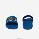 Lacoste שקופיות רצועת לוגו סינטטי קרוקו DZ4D0D1773 כחול ירוק bg3 גברים - Image 5