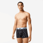 Lacoste תא מטען ג'רזי פוליאסטר ממוחזר, חבילה 3 DZ4D0D1561 שחור אפור כהה לבן shq גברים