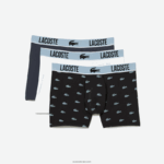 Lacoste תא מטען ג'רזי פוליאסטר ממוחזר, חבילה 3 DZ4D0D1561 שחור אפור כהה לבן shq גברים - Image 5