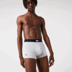 Lacoste תא מטען כותנה מתיחה לא תואם 3 חבילות DZ4D0D1342 לבן אפור סיני כחול כהה שחור גברים - Image 2
