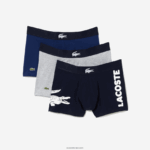 Lacoste תא מטען כותנה מתיחה לא תואם 3 חבילות DZ4D0D1342 לבן אפור סיני כחול כהה שחור גברים - Image 5