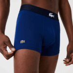 Lacoste תא מטען כותנה מתיחה לא תואם 3 חבילות DZ4D0D1342 לבן אפור סיני כחול כהה שחור גברים - Image 8