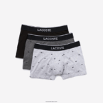 Lacoste תא מכנסיים בוקסר בעיצוב רגיל, חבילה 3 DZ4D0D1328 שחור אפור chine vdp גברים - Image 5