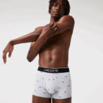 Lacoste תא מכנסיים בוקסר בעיצוב רגיל, חבילה 3 DZ4D0D1328 שחור אפור chine vdp גברים