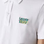 Lacoste תג כותנה פיקה פולו בכושר רגיל DZ4D0D913 לבן 001 גברים - Image 2