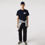 Lacoste תג תנין מורשת חולצת טריקו כותנה עם צווארון DZ4D0D911 כחול כהה 166 גברים