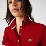 Lacoste תוצרת צרפת כותנה אורגנית בגזרה קלה בכושר פיקה DZ4D0D2506 אדום לבן כחול כהה vlp נשים - Image 2