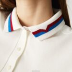 Lacoste תוצרת צרפת כותנה אורגנית בגזרה קלה בכושר פיקה DZ4D0D2507 לבן אדום כחול xkp נשים - Image 3