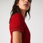 Lacoste תוצרת צרפת כותנה אורגנית בגזרה קלה בכושר פיקה DZ4D0D2506 אדום לבן כחול כהה vlp נשים - Image 3