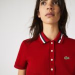 Lacoste תוצרת צרפת כותנה אורגנית בגזרה קלה בכושר פיקה DZ4D0D2506 אדום לבן כחול כהה vlp נשים - Image 5